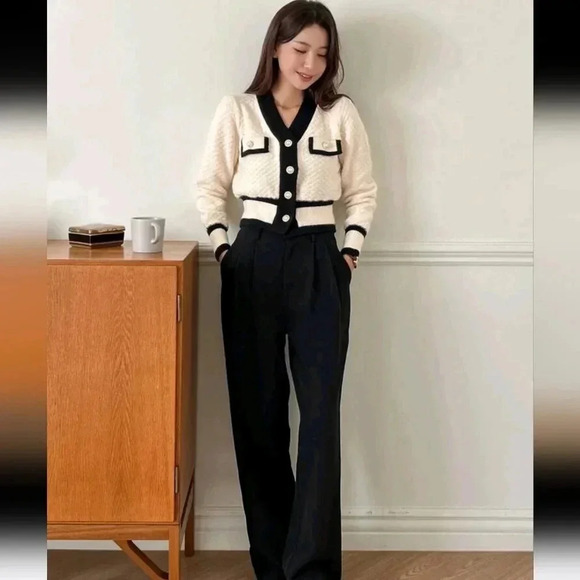 Contrast Trim Button Front Cardigan - Picture 6 of 9